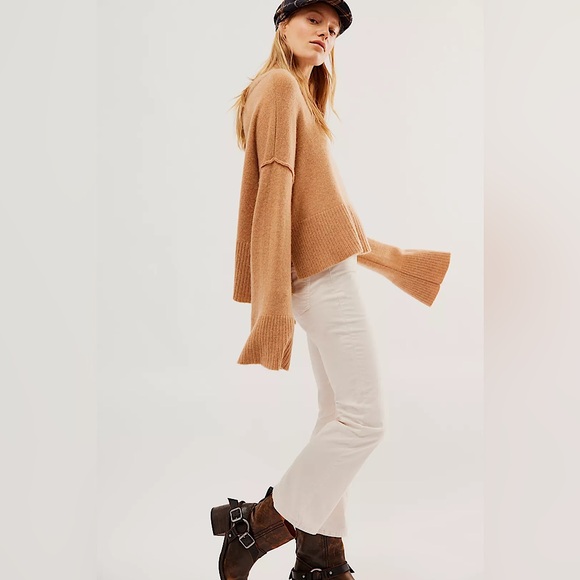 NEW Free People In My Feelings Velvet Crop Slim Flare Pants - Picture 13 of 15